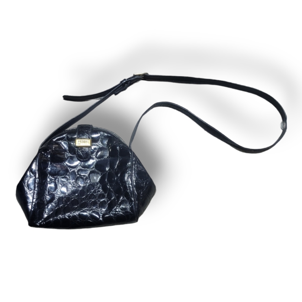 Gianfranco Ferre Black Crocodile Leather Tote